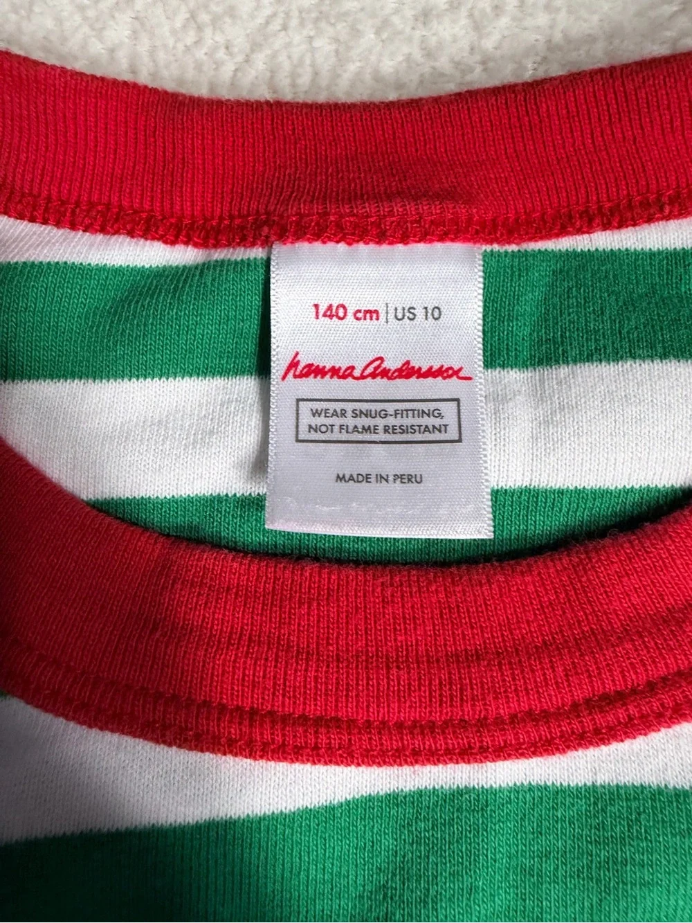Hanna Andersson Green & White Holiday Stripes Pajama Set | Size 10